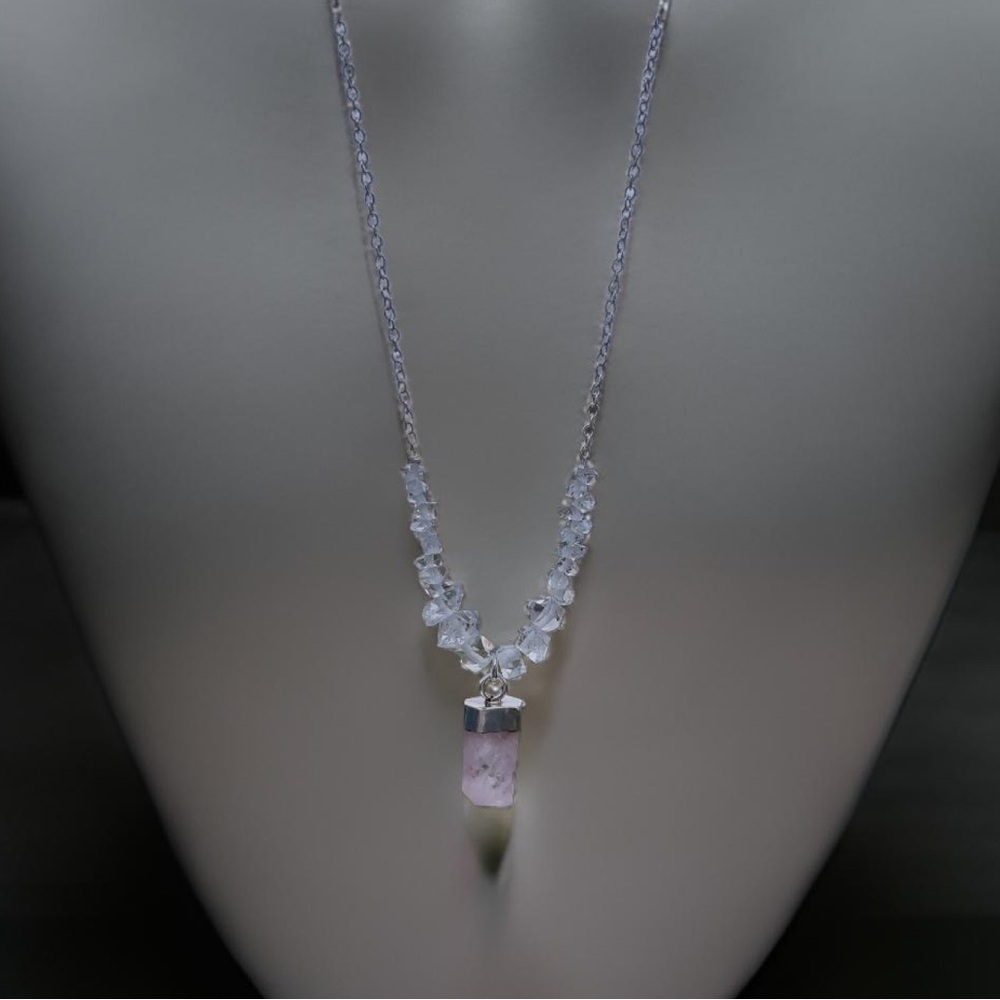 Hand Crafted Diamond & Morganite Charm Necklace - Picture 7 of 8
